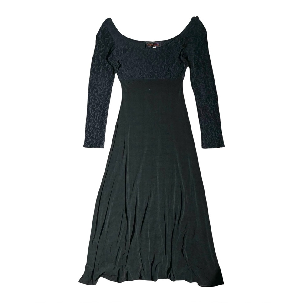 VTG 90s Tripp NYC Black Long Sleeve Dress Gown